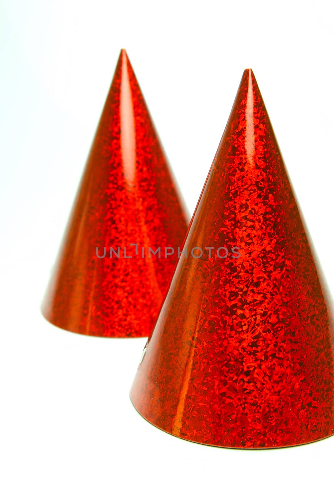 Party hats isolated against a white background