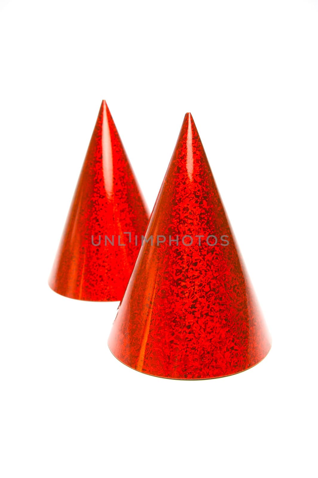 Party hats isolated against a white background