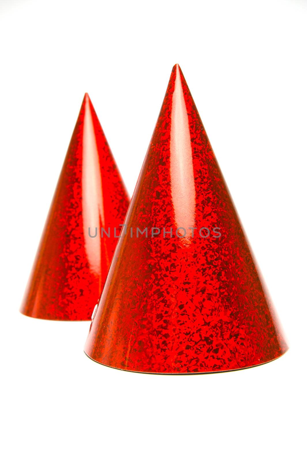 Party hats isolated against a white background