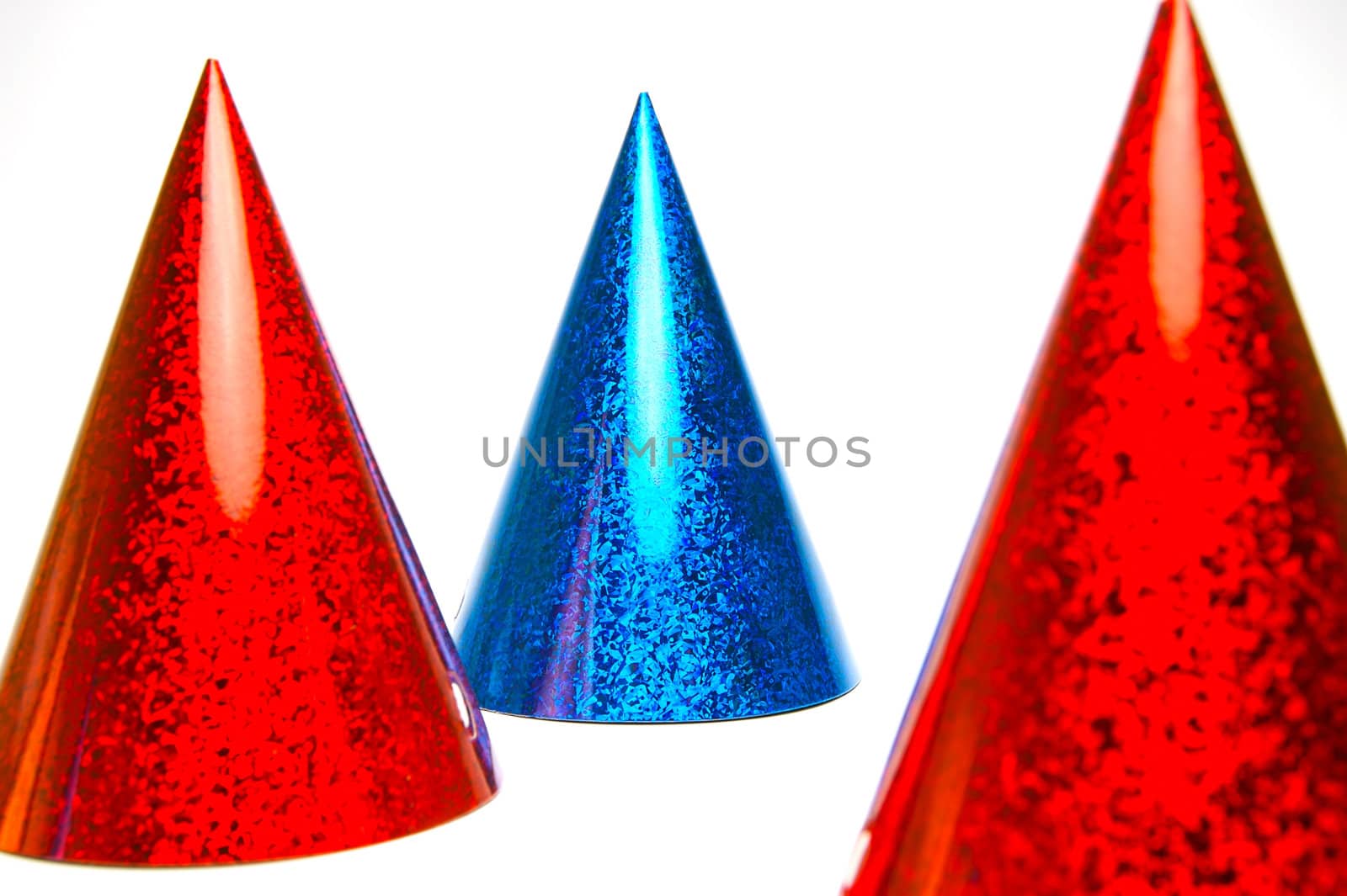 Party hats isolated against a white background