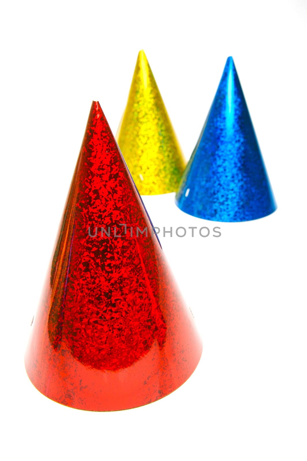 Party hats isolated against a white background