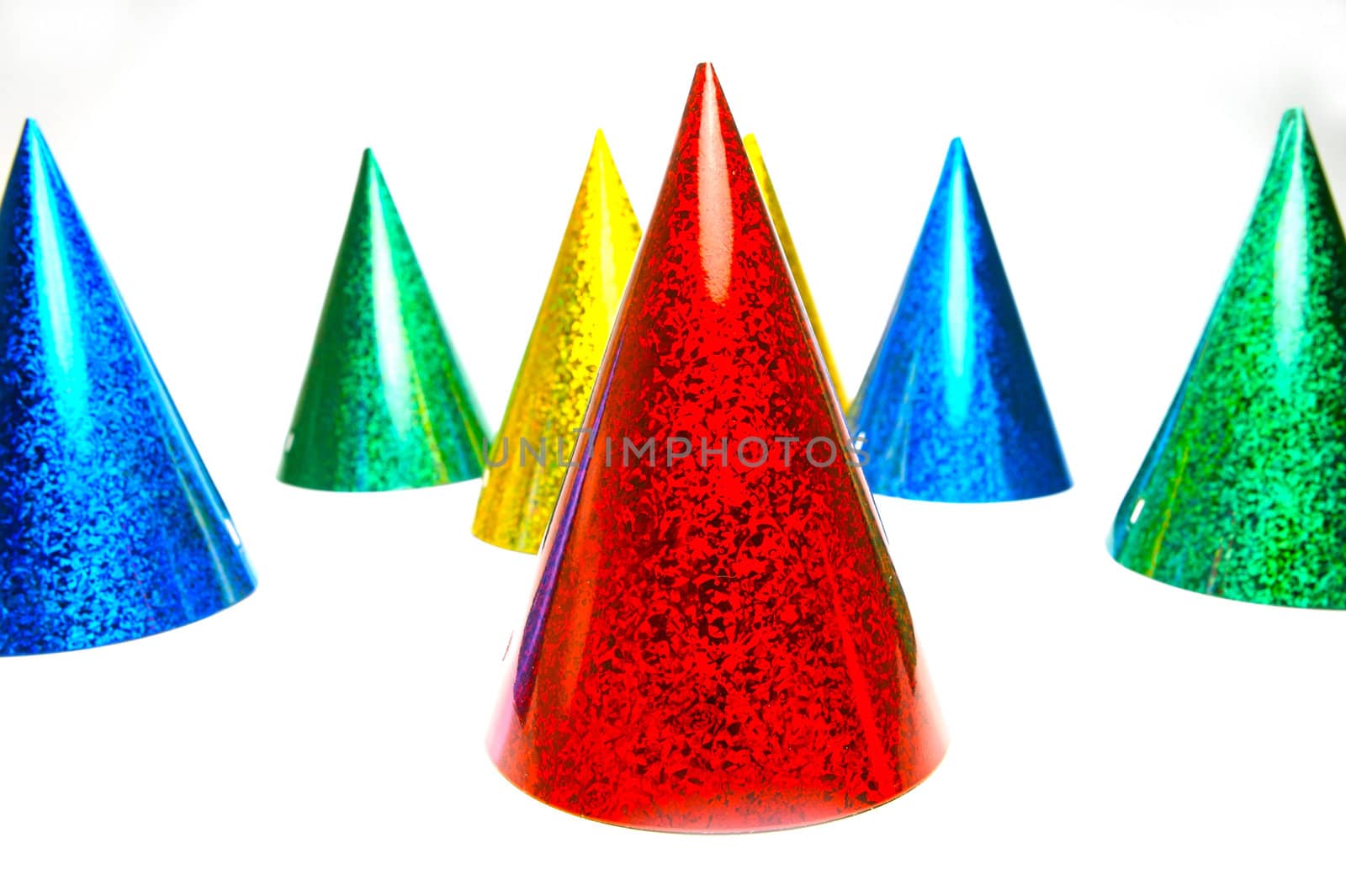 Party hats isolated against a white background