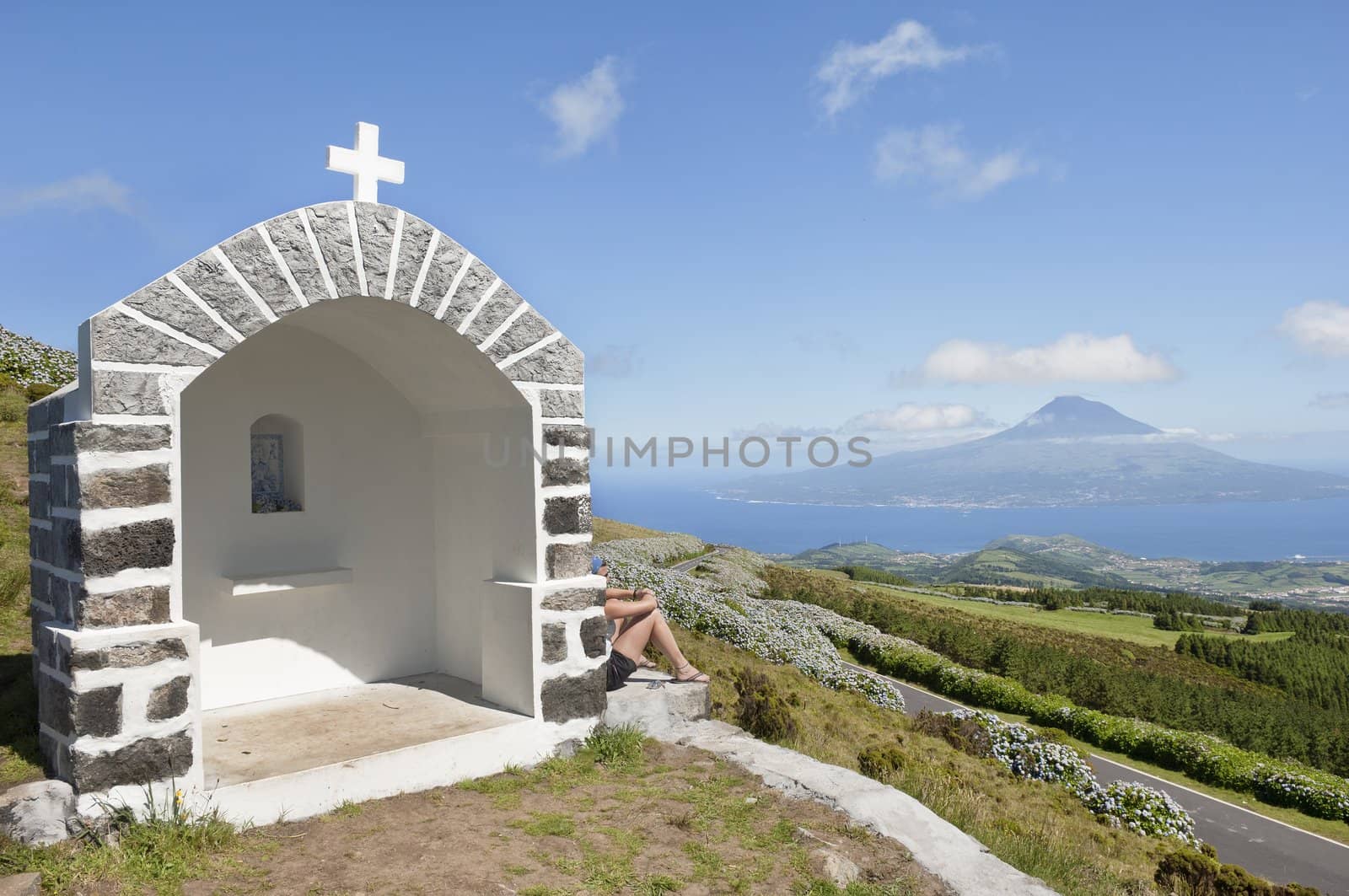 Shrine near Caldeira extinct volcano in Faial island, Azores, Portugal