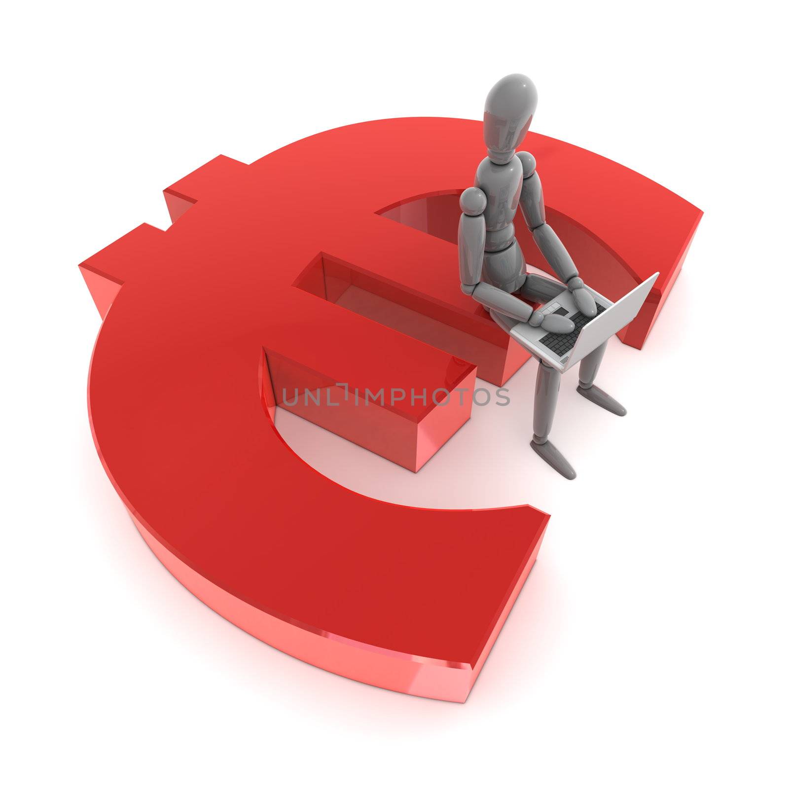 Sitting on a Red Glossy Euro Sign by PixBox