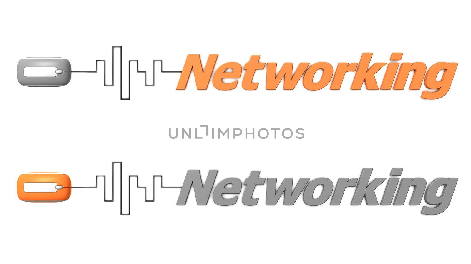 Word Networking Connected to a Mouse - Orange and Grey by PixBox