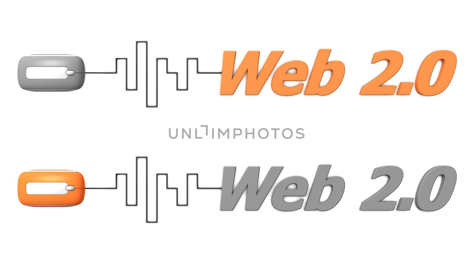 Word Web 2.0 Connected to a Mouse - Orange and Grey by PixBox