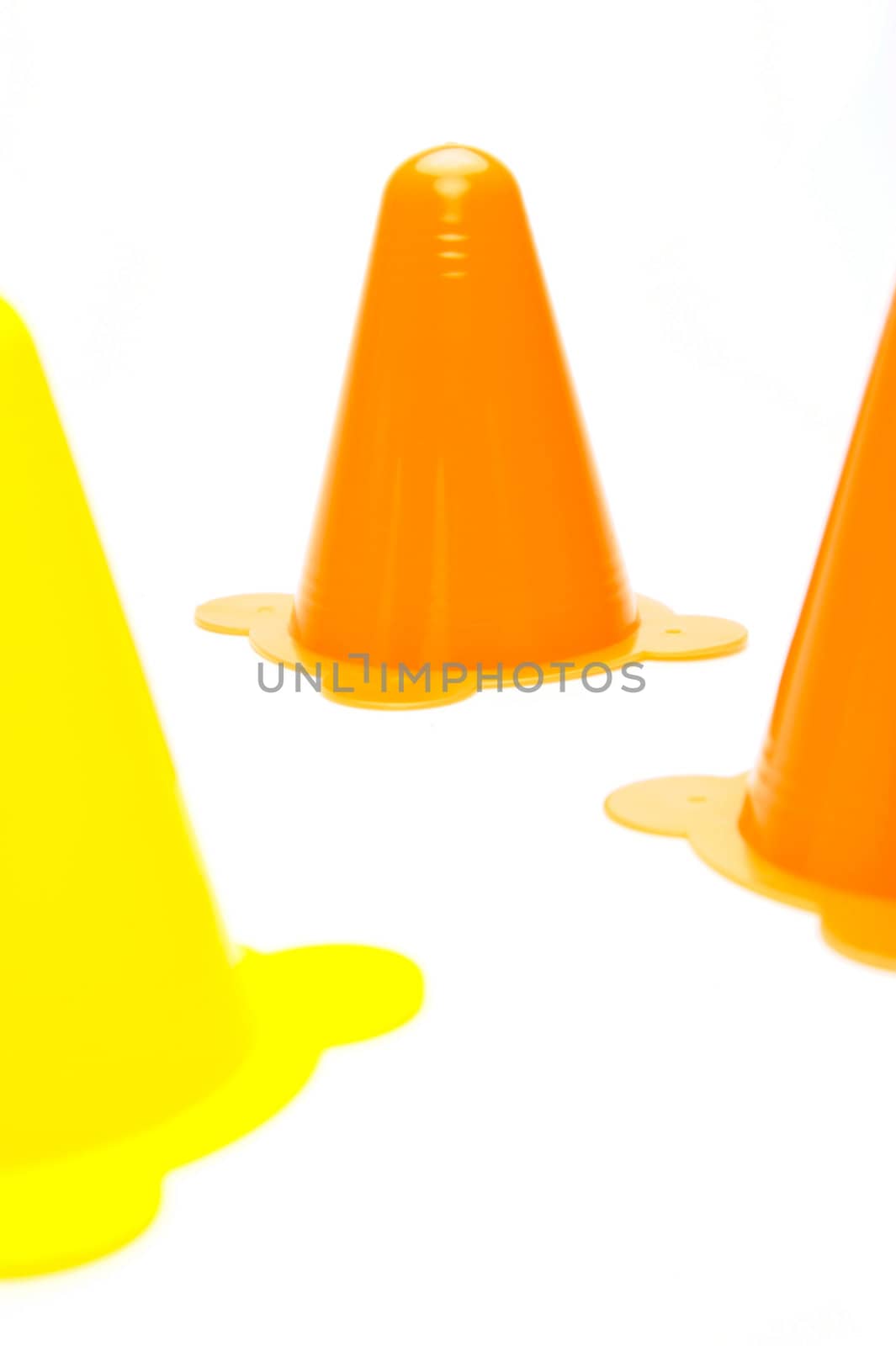 Witches hats isolated against a white background