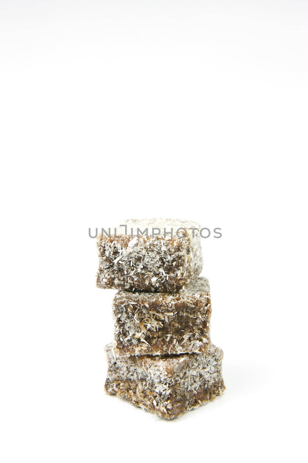 Lamingtons isolated against a white background