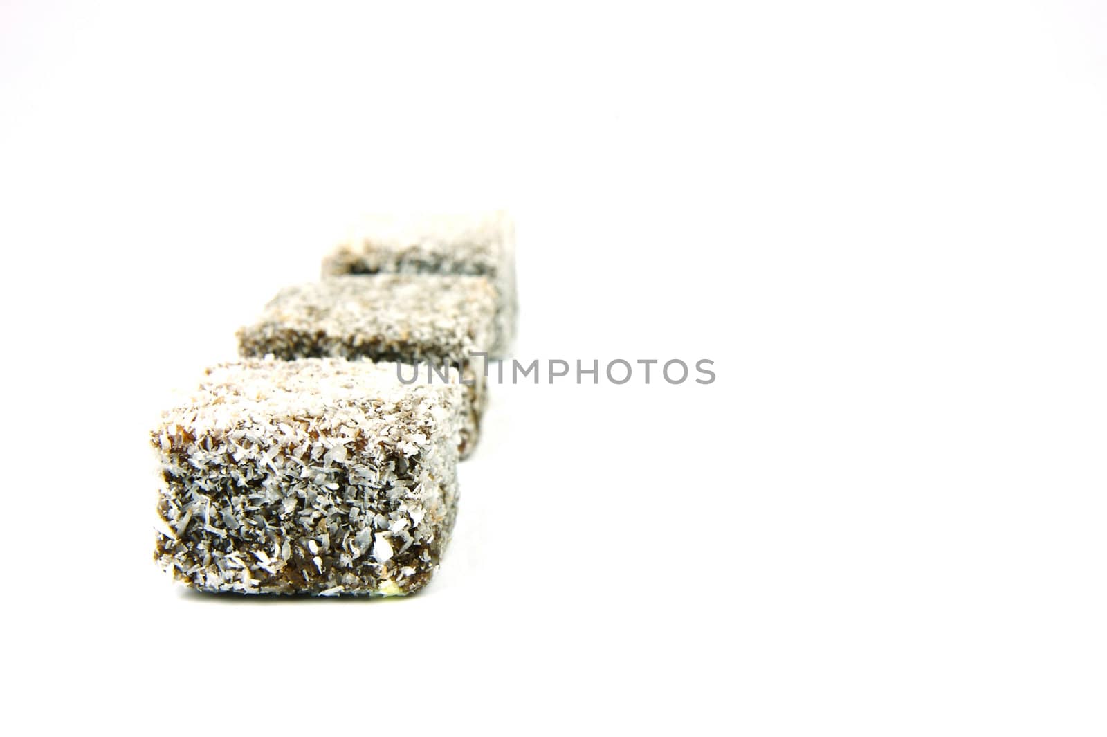 Lamingtons isolated against a white background