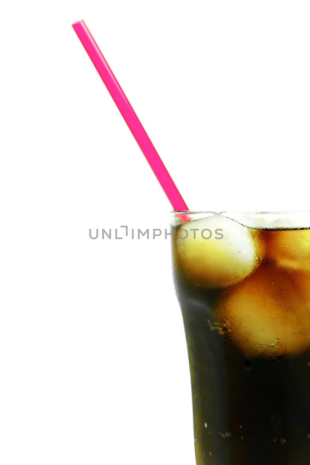 A glass of cola isolated on white