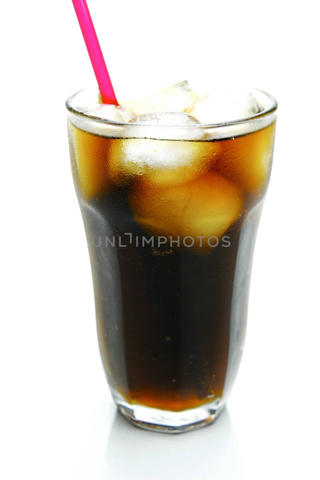 A glass of cola isolated on white