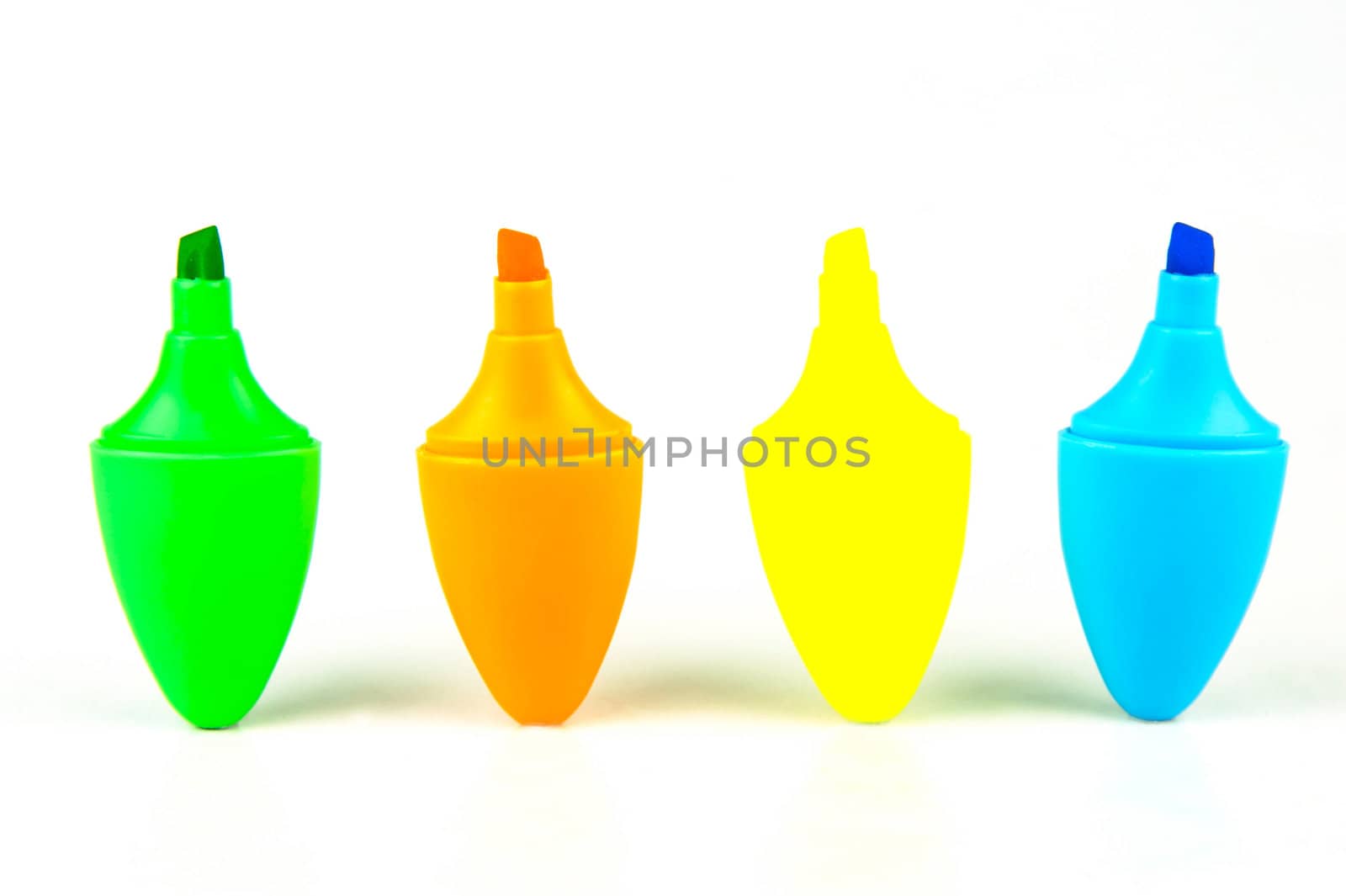 Mini highlighers isolated against a white background