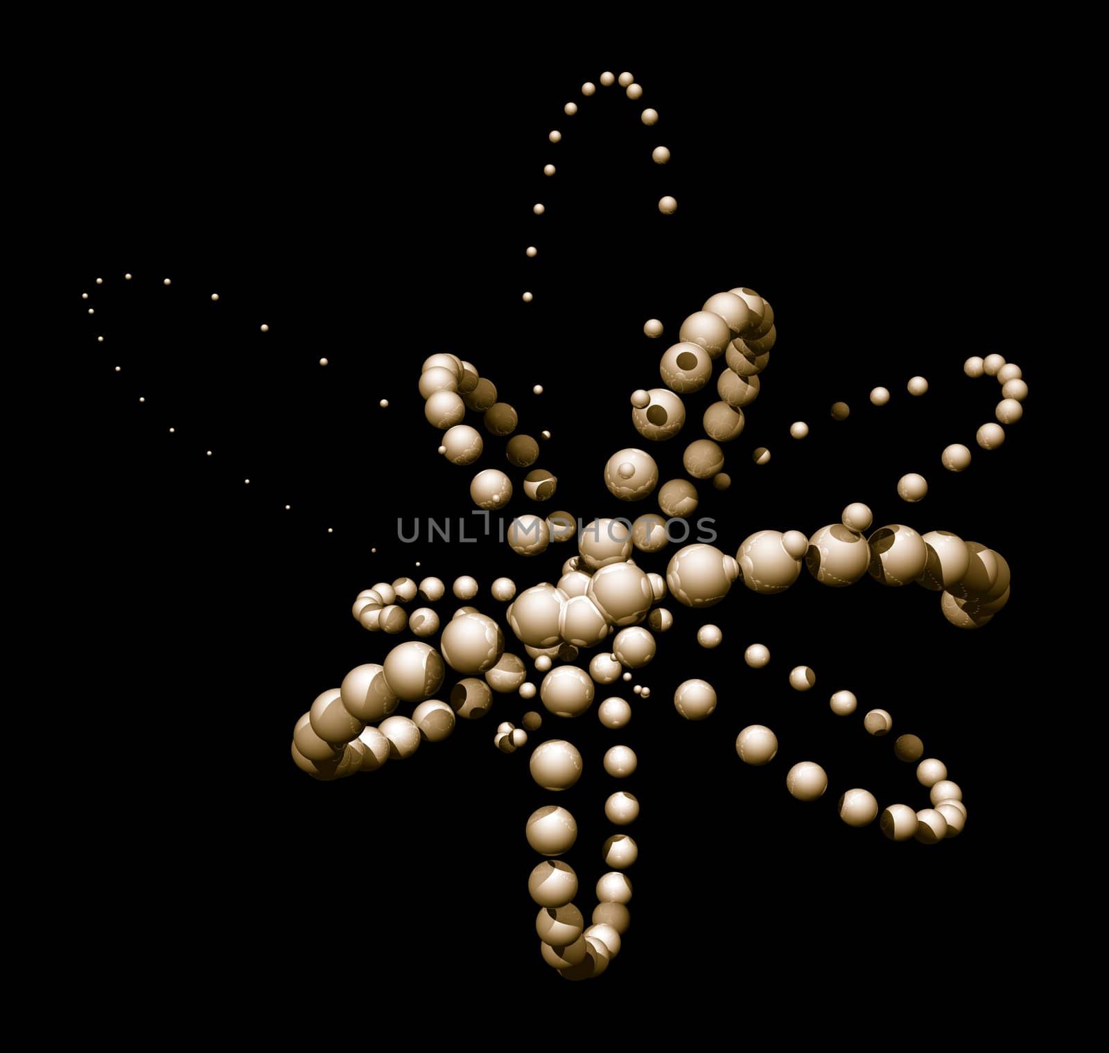 Abstract bubbles form on black background - 3d illustration