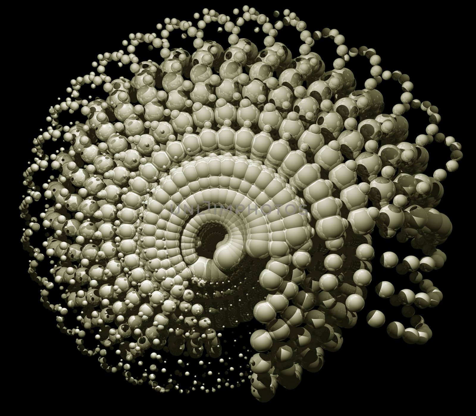Abstract bubbles form on black background - 3d illustration