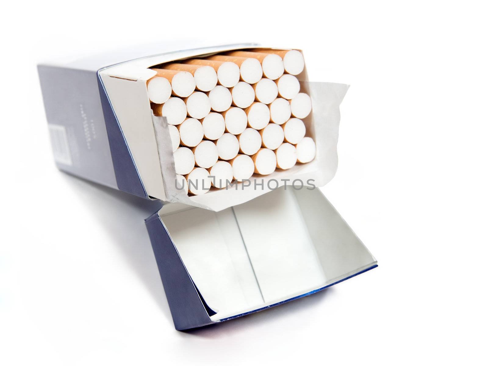 Big pack of cigarettes isolated on white background by milkovasa
