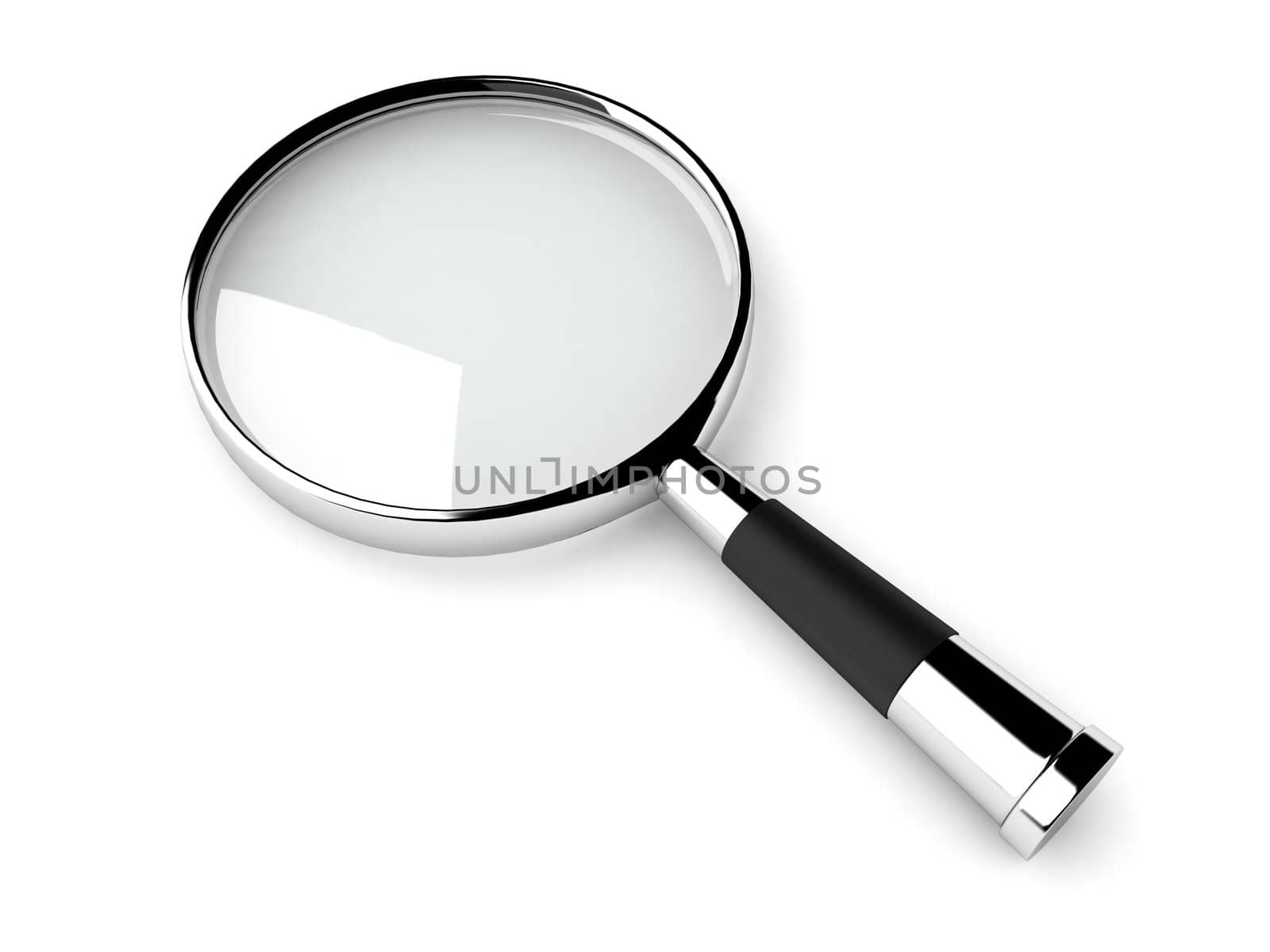 three dimensional magnifiying glass against white background

