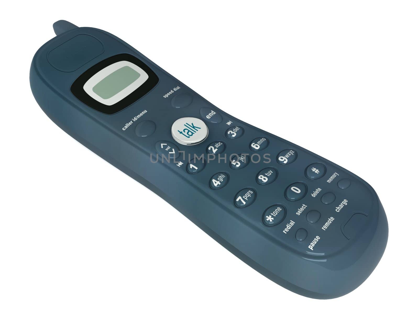 three dimensional cordless phone on an isolated white background

