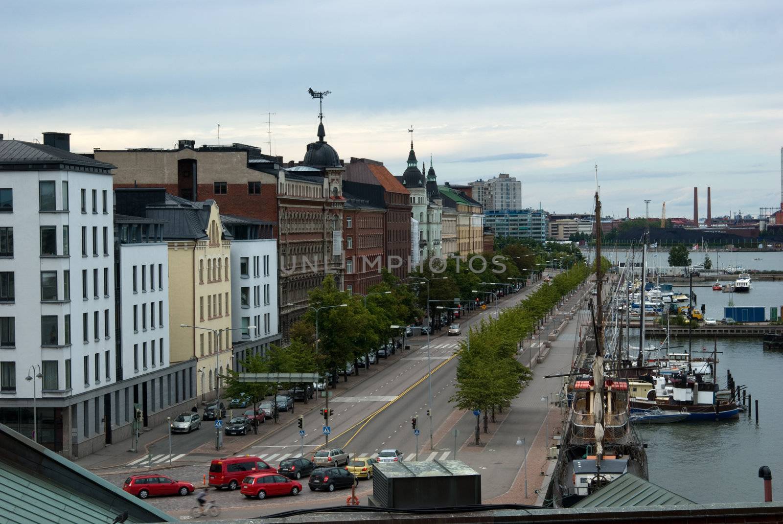 Road along port in Helsinki