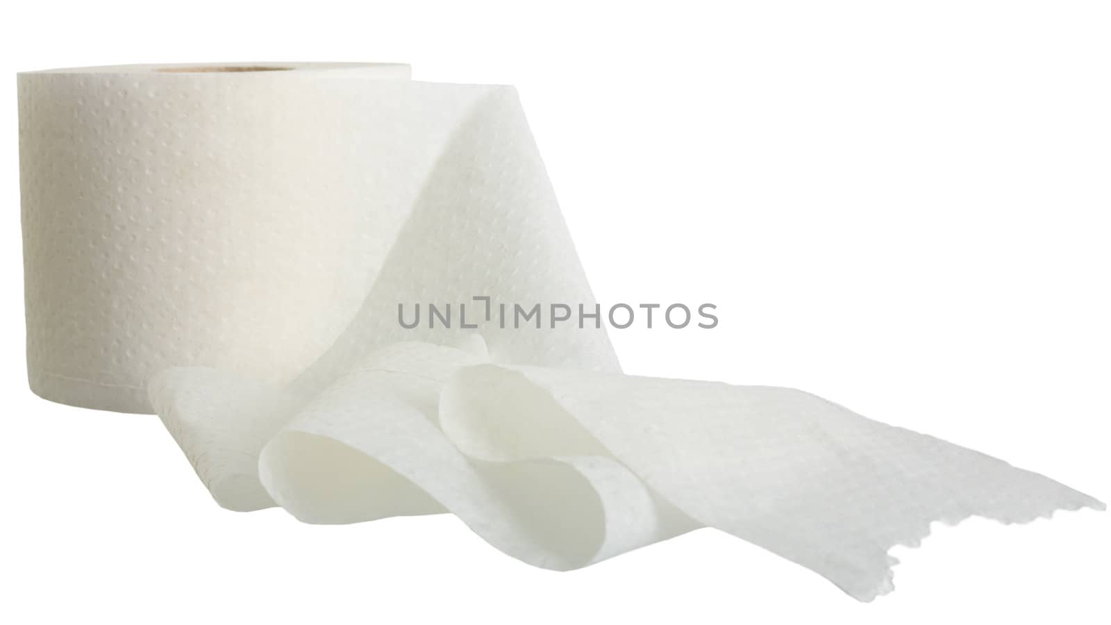 Roll of the toilet paper on the white background