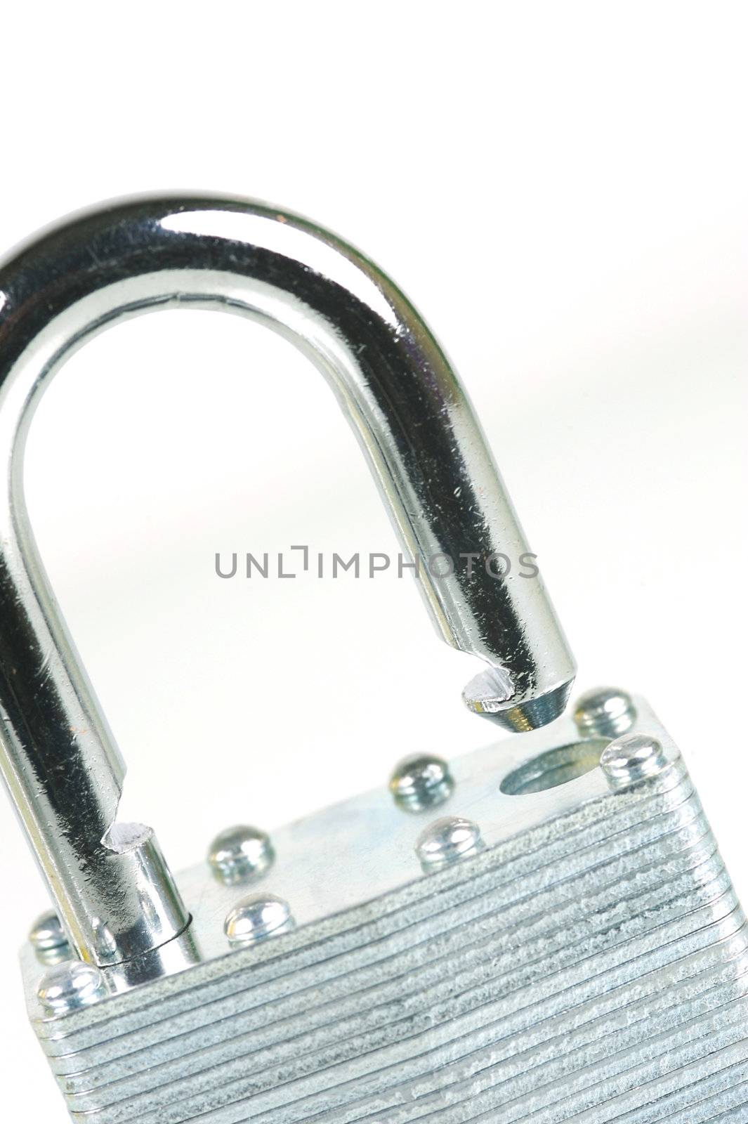 A padlock isolated against a white background