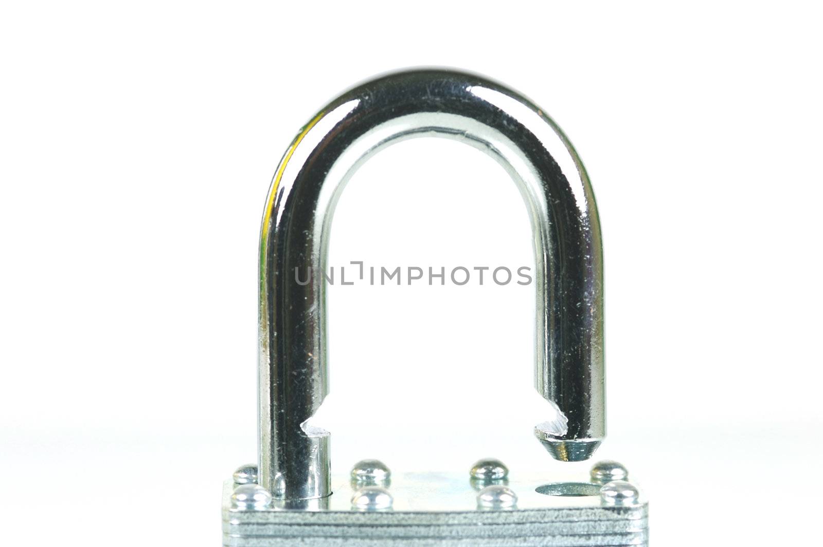 A padlock isolated against a white background