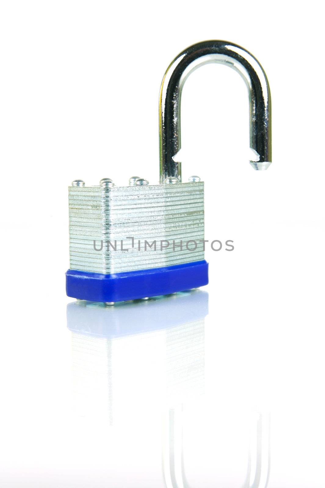 A padlock isolated against a white background