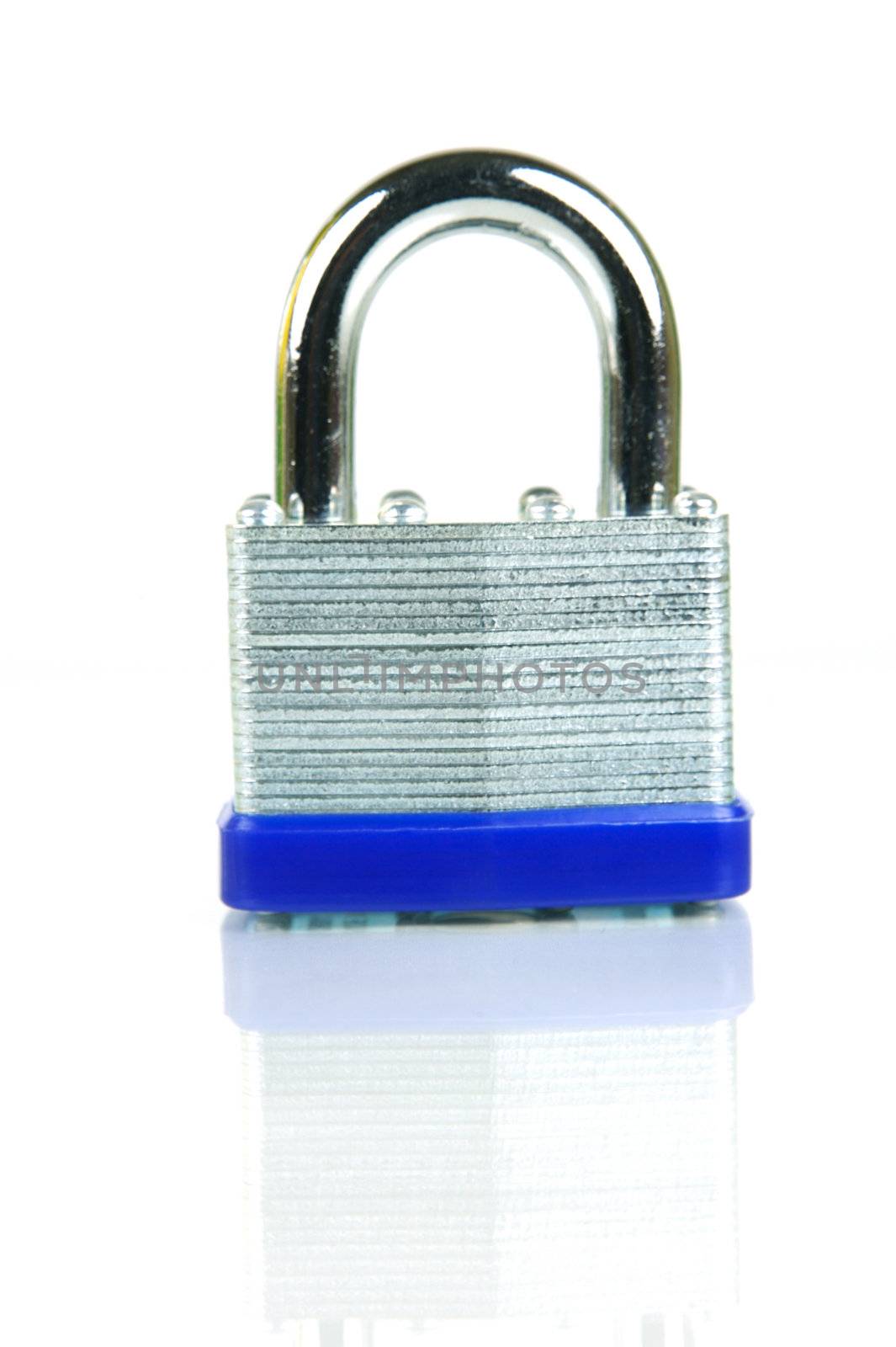 A padlock isolated against a white background