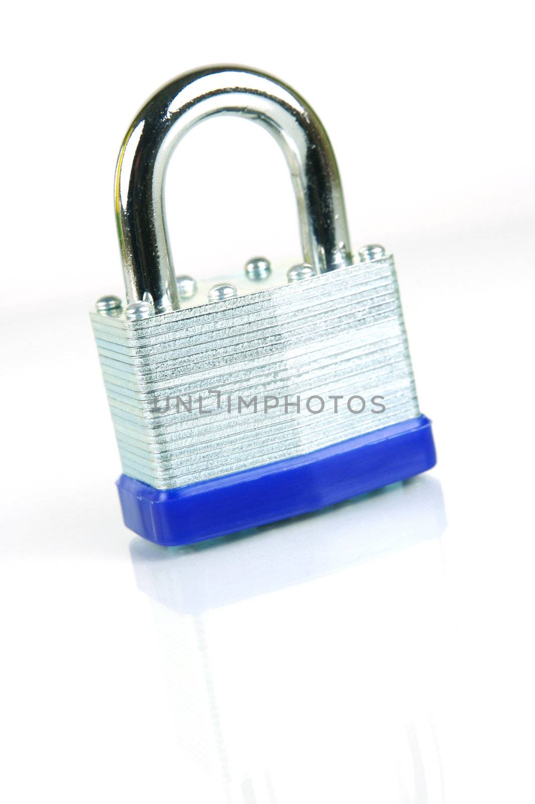 A padlock isolated against a white background