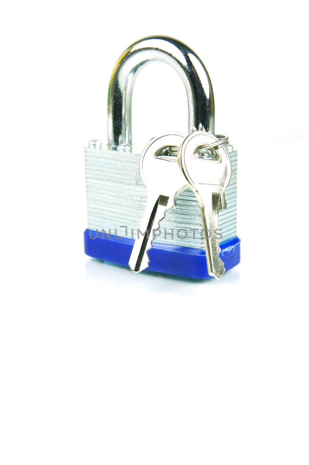 A padlock isolated against a white background