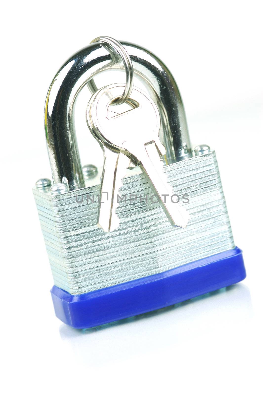 A padlock isolated against a white background