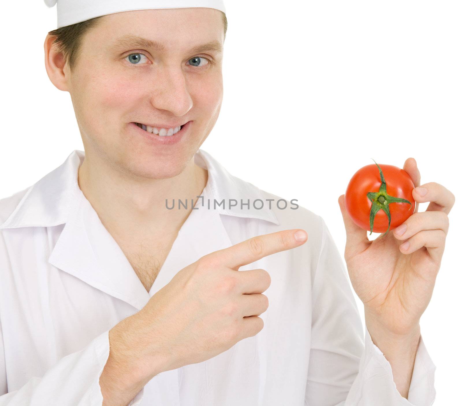 Cook with tomato in hand by pzaxe