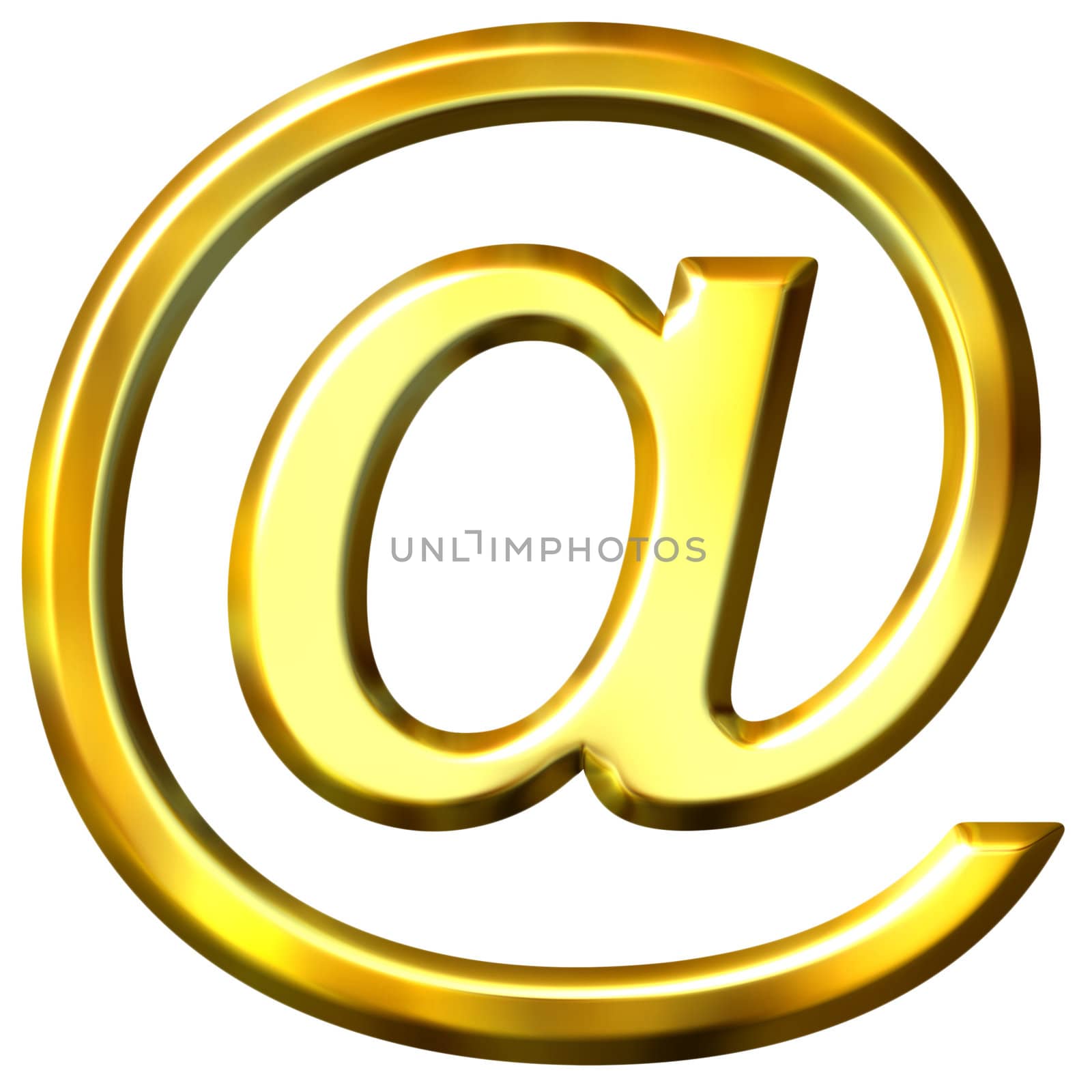 3d golden email symbol isolated in white