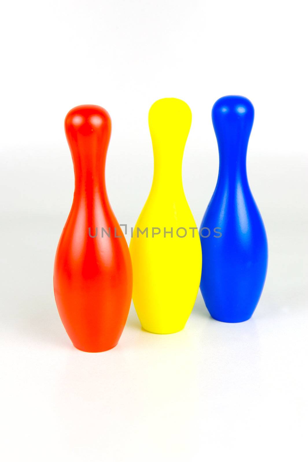 Ten pin bowling pins isolated against a white background