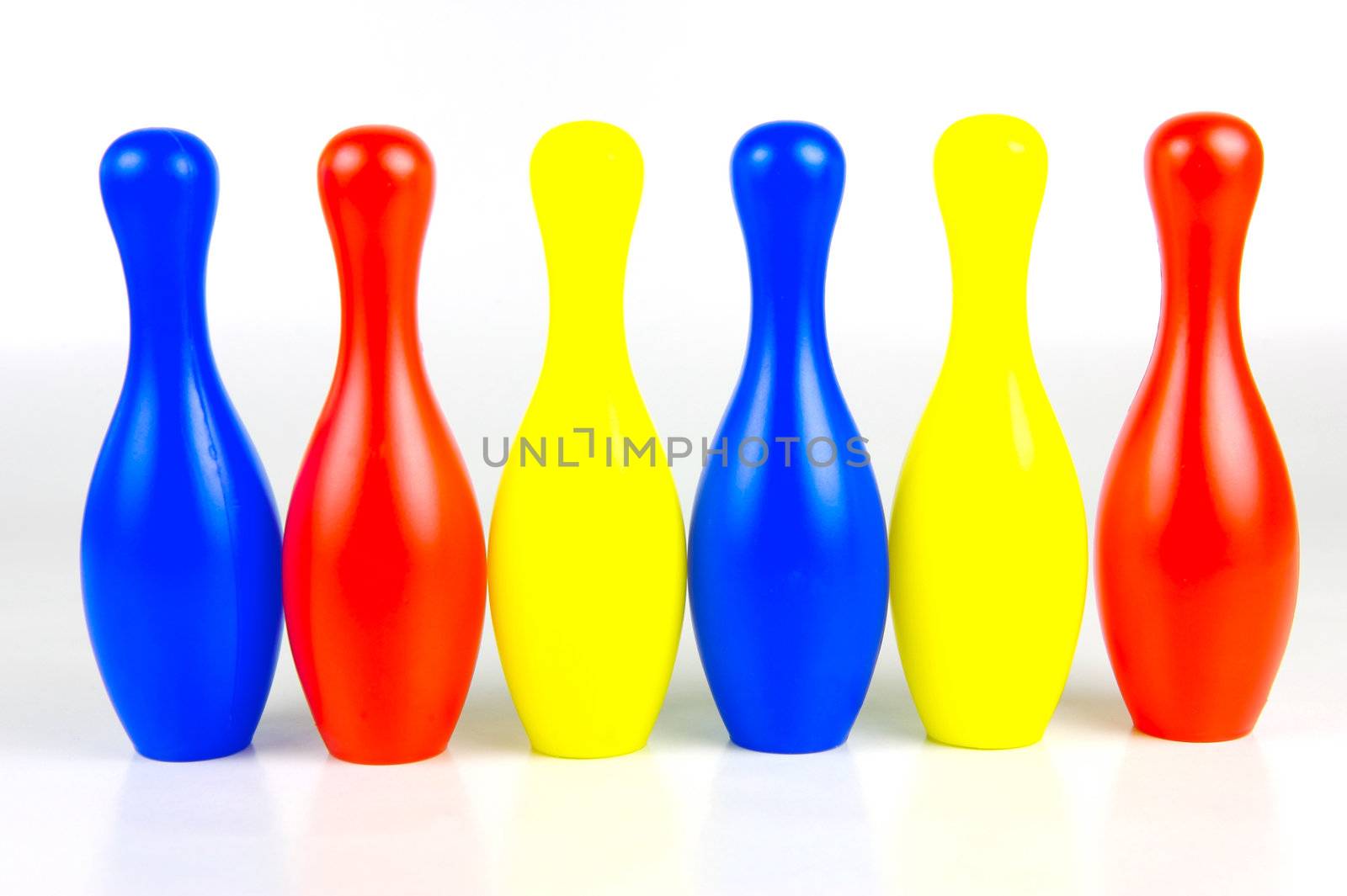 Ten pin bowling pins isolated against a white background