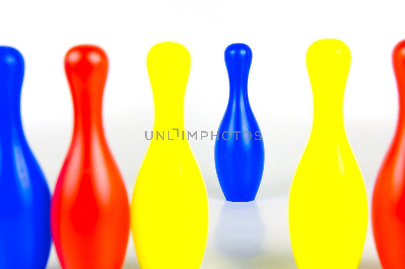 Ten pin bowling pins isolated against a white background