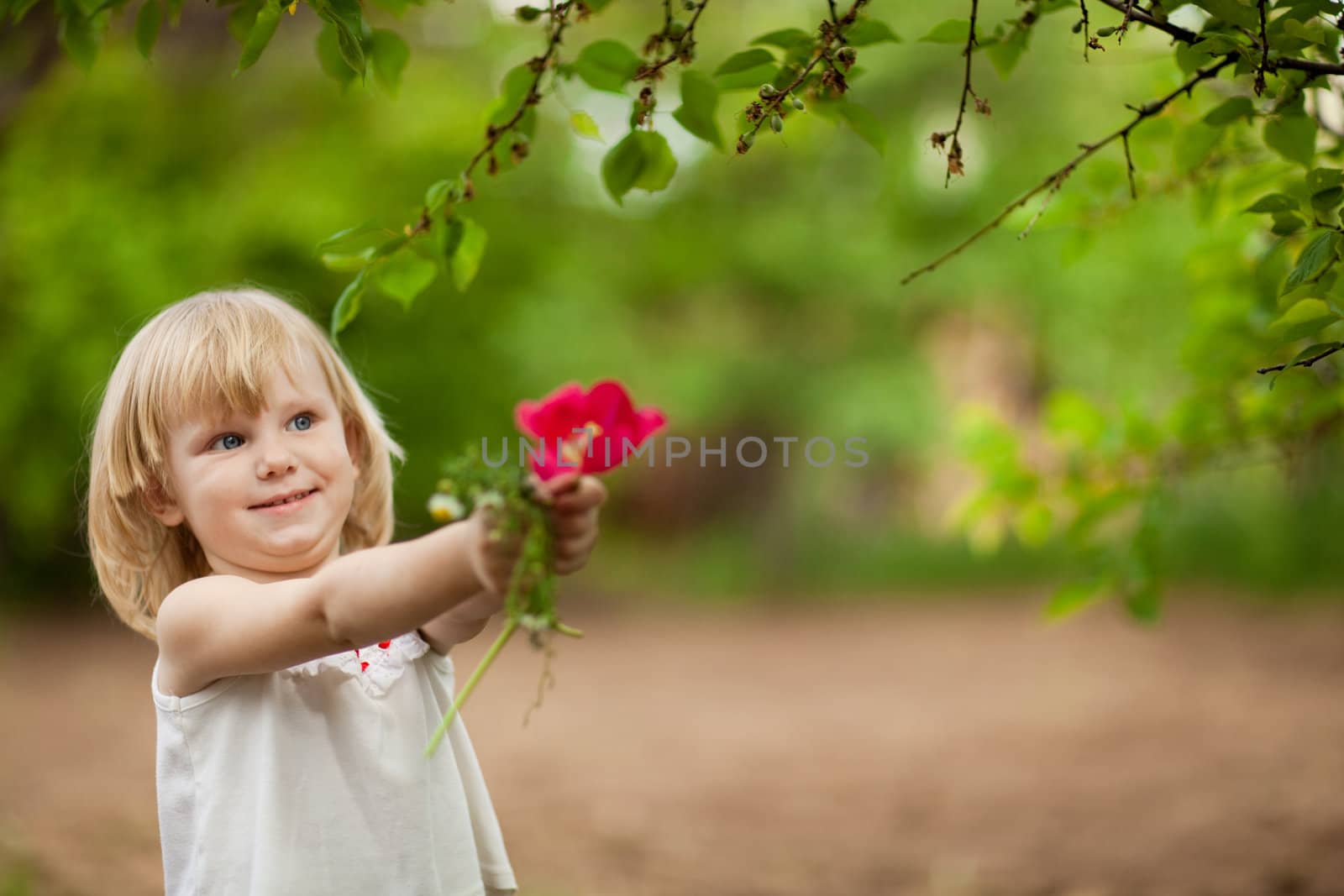 happy girl with tulip by vsurkov