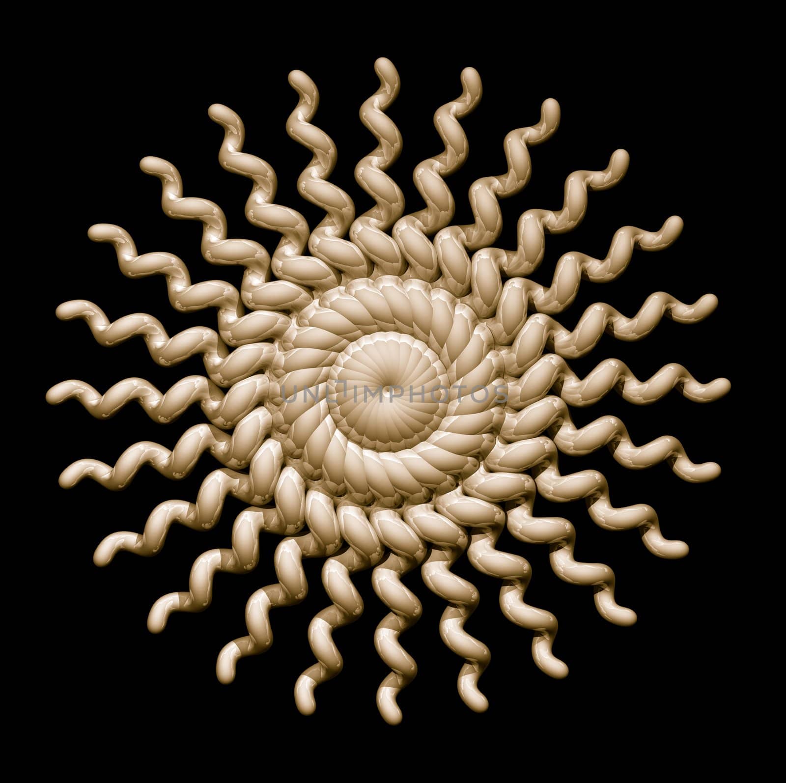 Abstract organic form on black background - 3d illustration