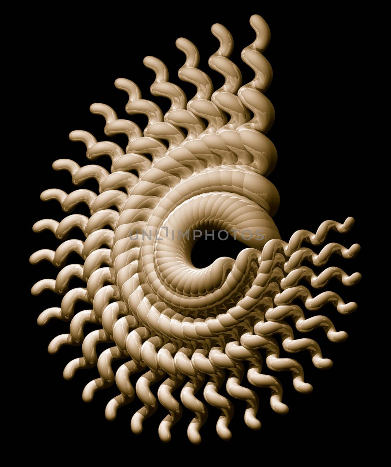 Abstract organic form on black background - 3d illustration