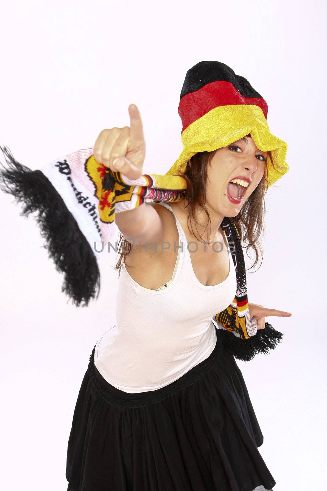 Cheerful Soccer Fan Girl Devoted To National German Team