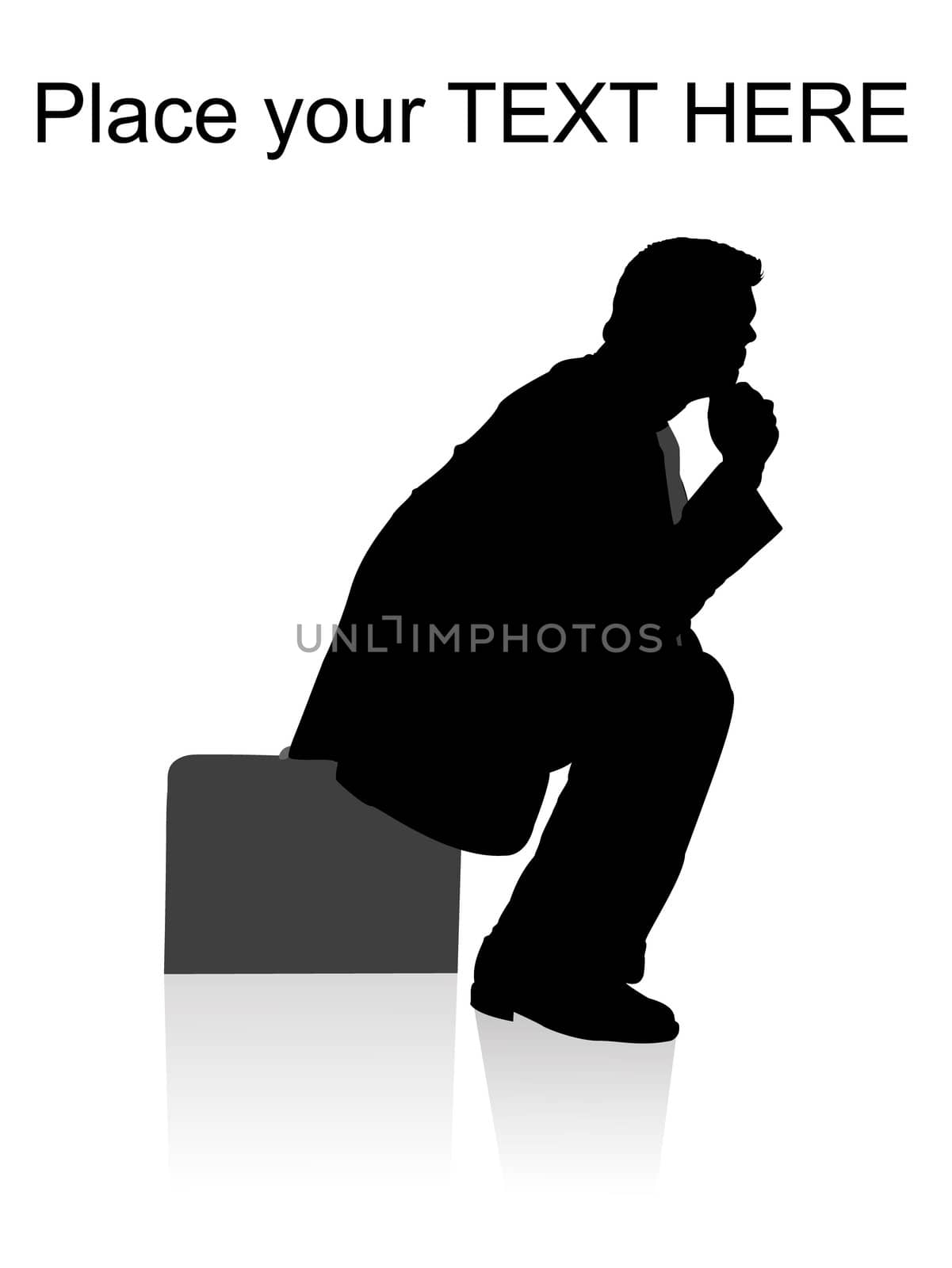 side pose of man sitting on briefcase by imagerymajestic