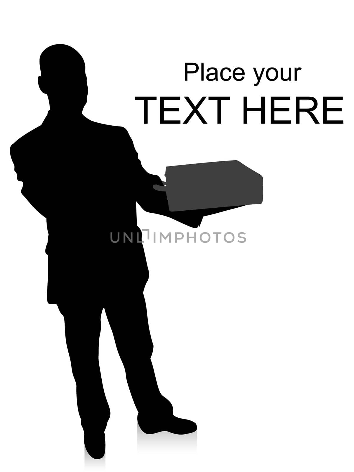 silhouette of executive holding briefcase on an isolated background