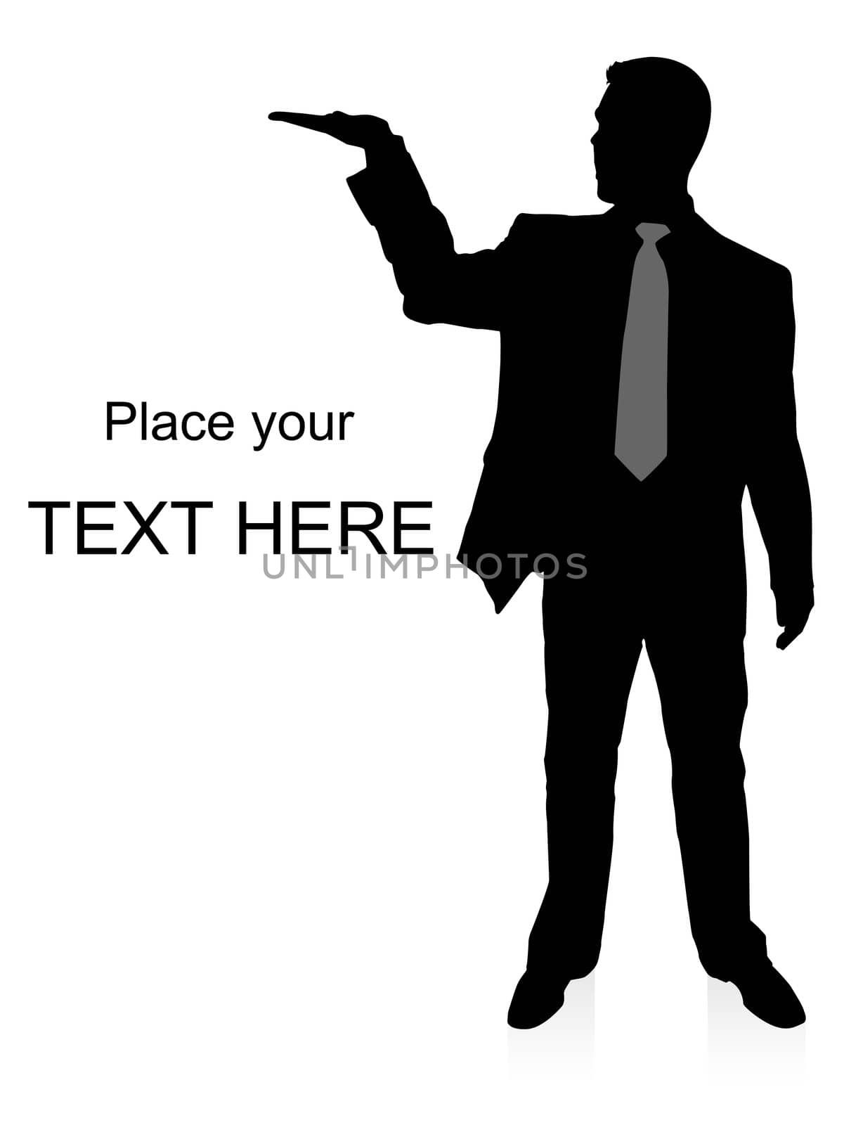 silhouette of young corporate holding something on an isolated white background