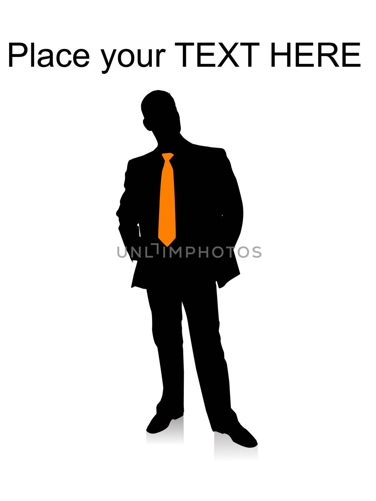  silhouette of young attorney posing with white background