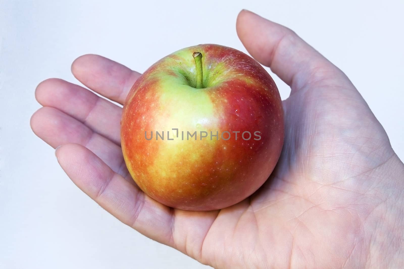 apple in open hand  by milkovasa