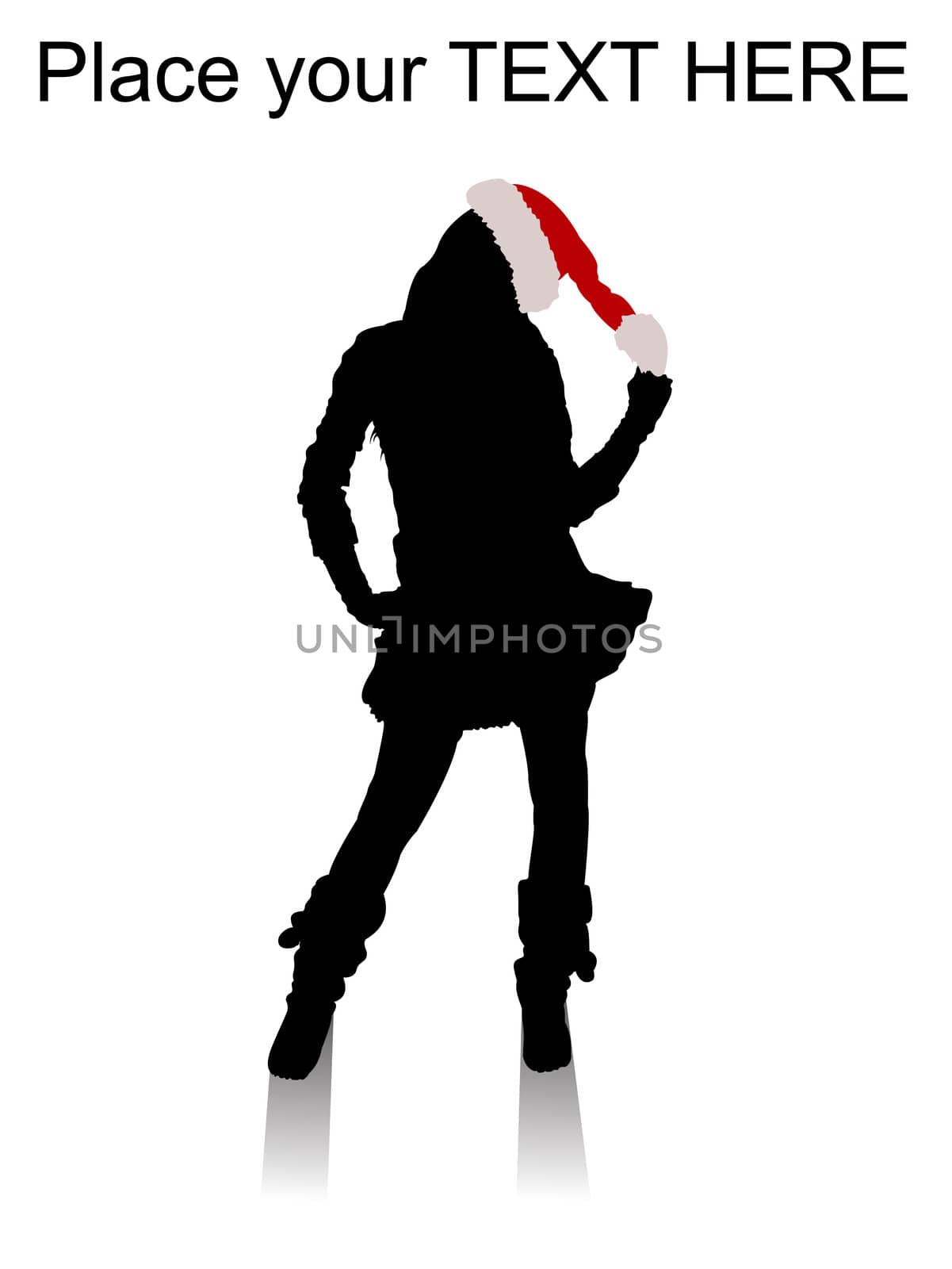 standing female with christmas hat by imagerymajestic