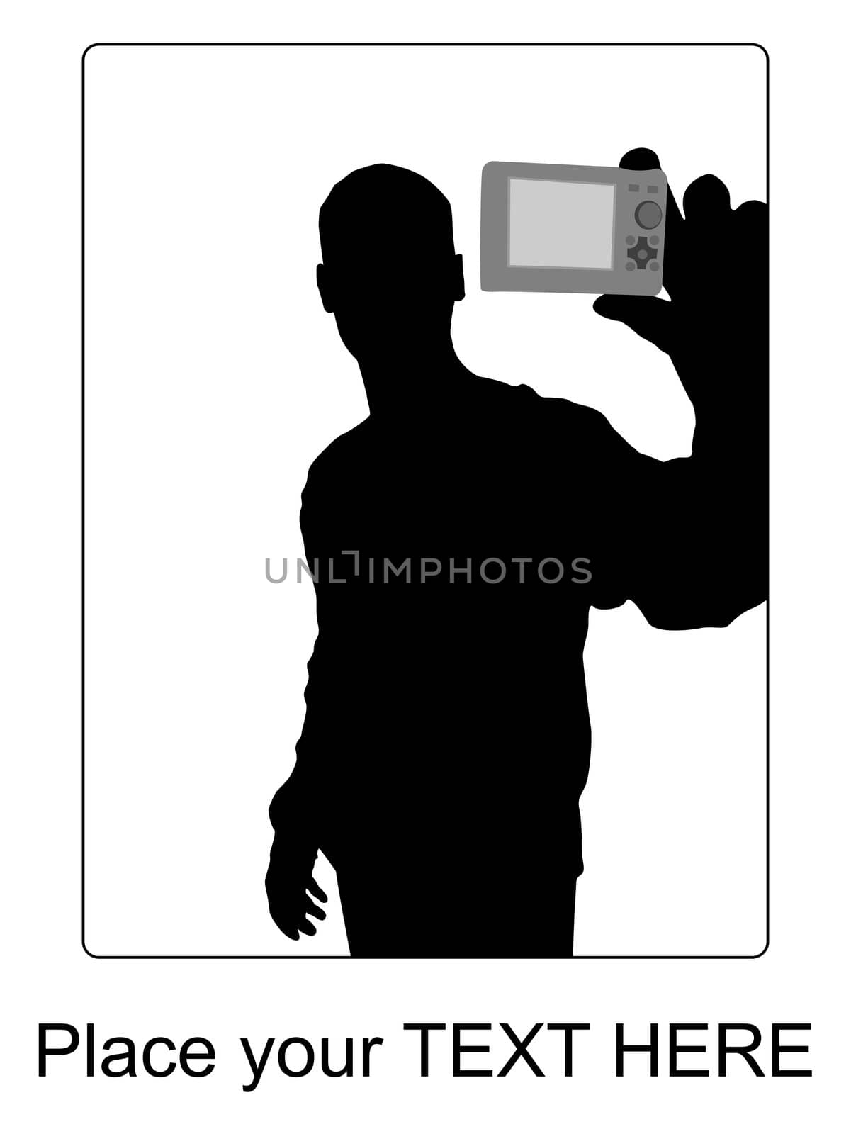 silhouette of handsome businessman showing his business card with white background