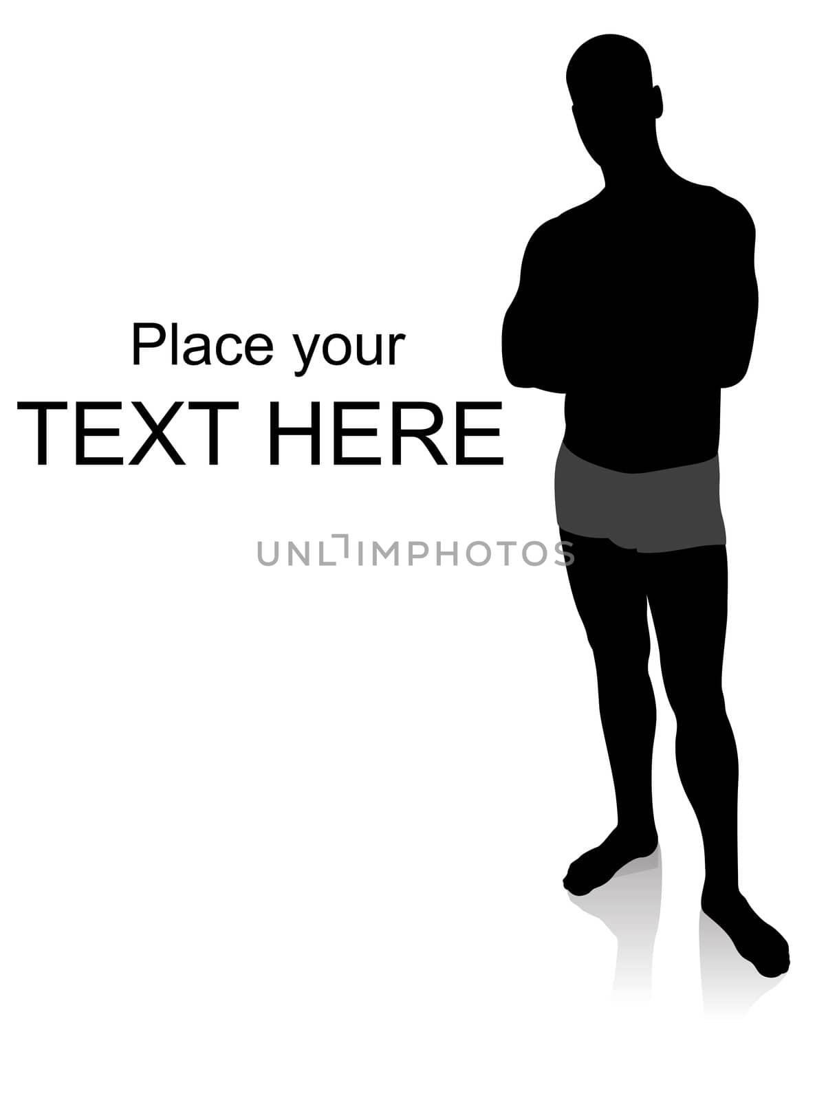 silhouette of handsome male posing on an isolated white background