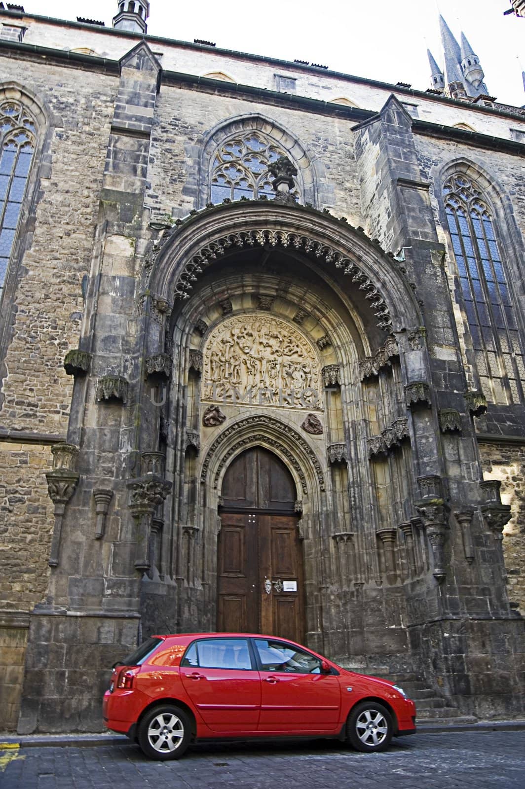 old castle and new car in Prague