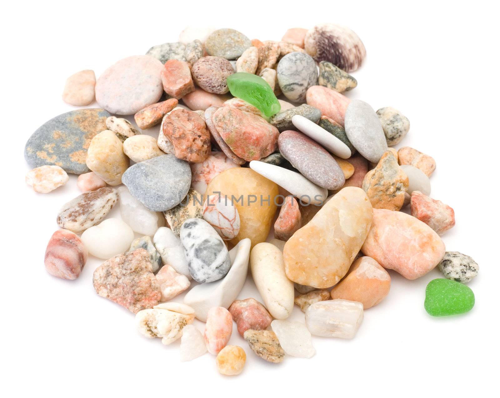 Much small stones on the white background