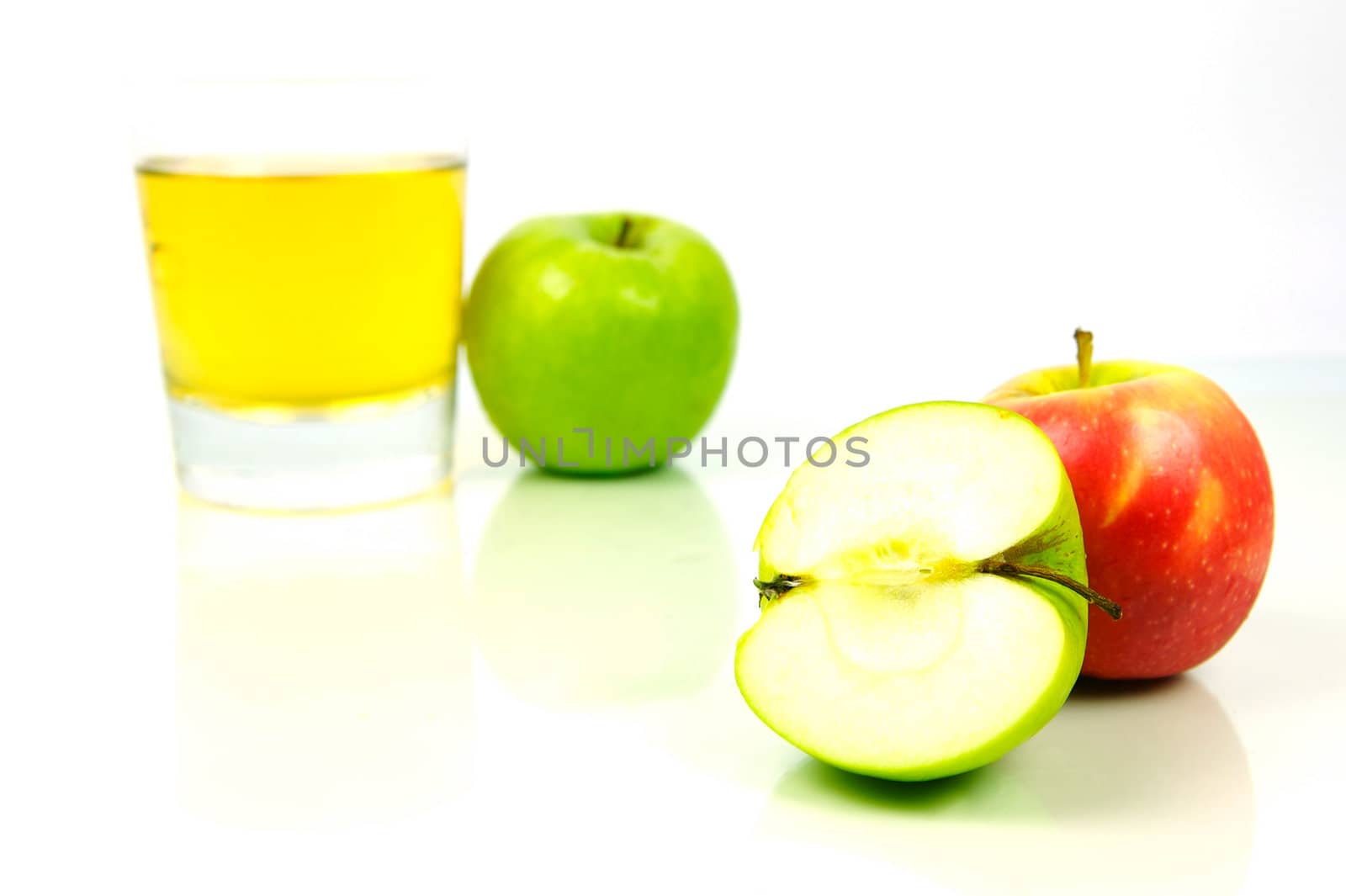 Apple juice isolated against a white background